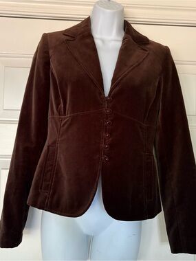 Vintage Axcess (Liz Claiborne) Brown Velvet Tailored Blazer Jacket, Sz 4